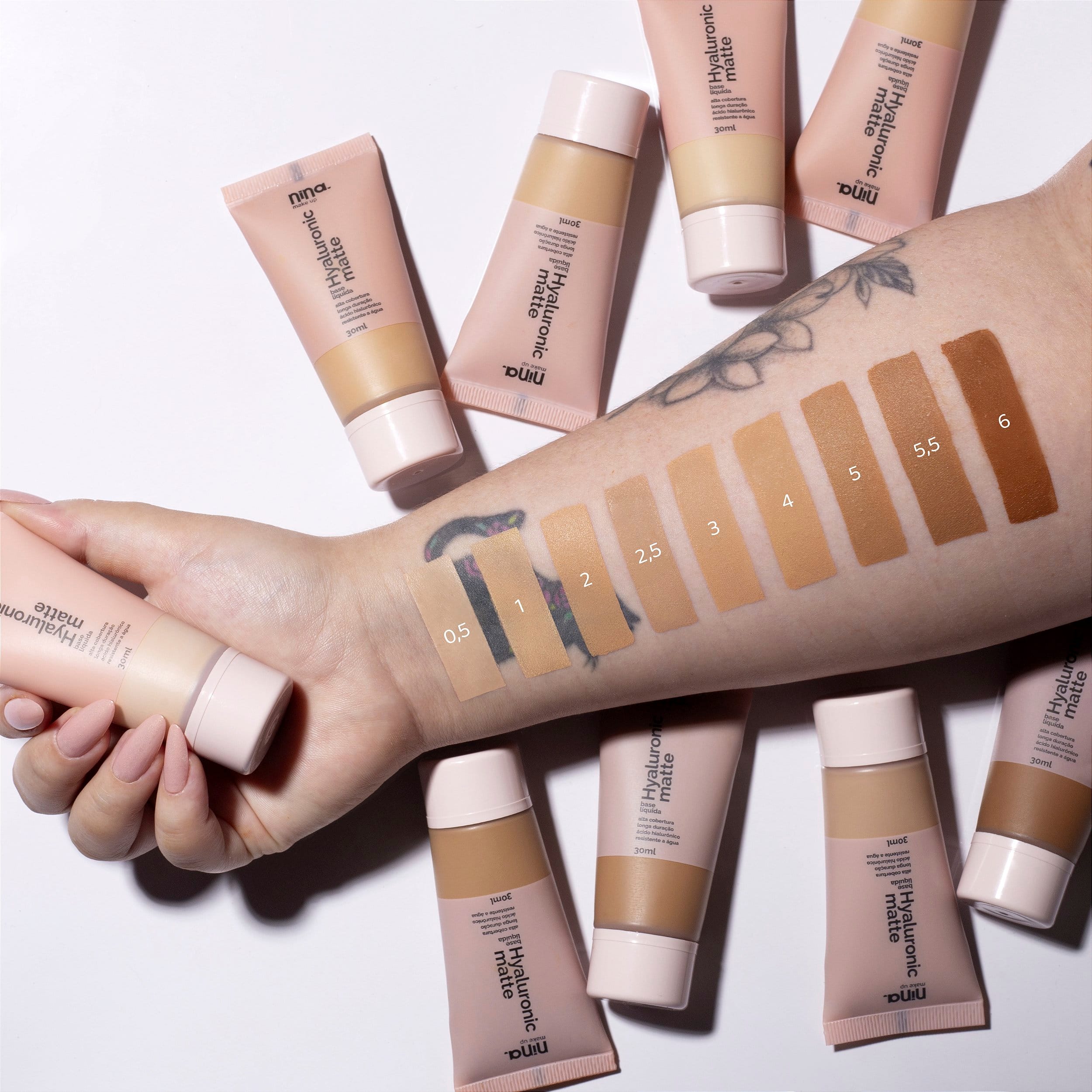 Base Líquida Hyaluronic Matte - Nina Makeup